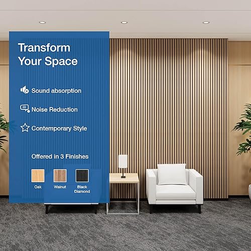 Miniatura 5 de Panel acústico de 12.5 pulgadas de ancho x 94.5 pulgadas de largo x 0.82 pulgadas de grosor, longitud completa, paquete de 2, nogal