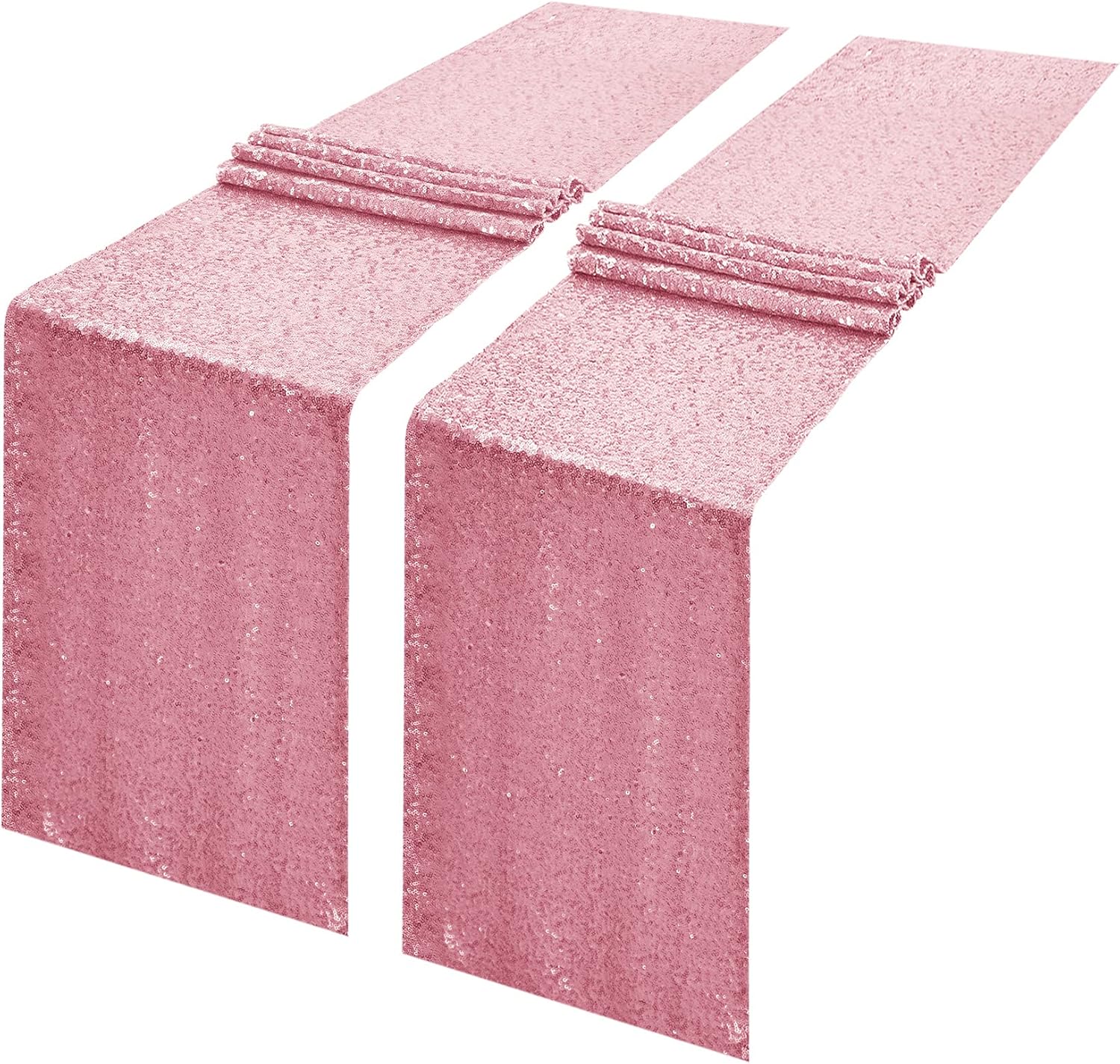 2 Packs 12 x 108 inches Light Pink Sequin Table Runner