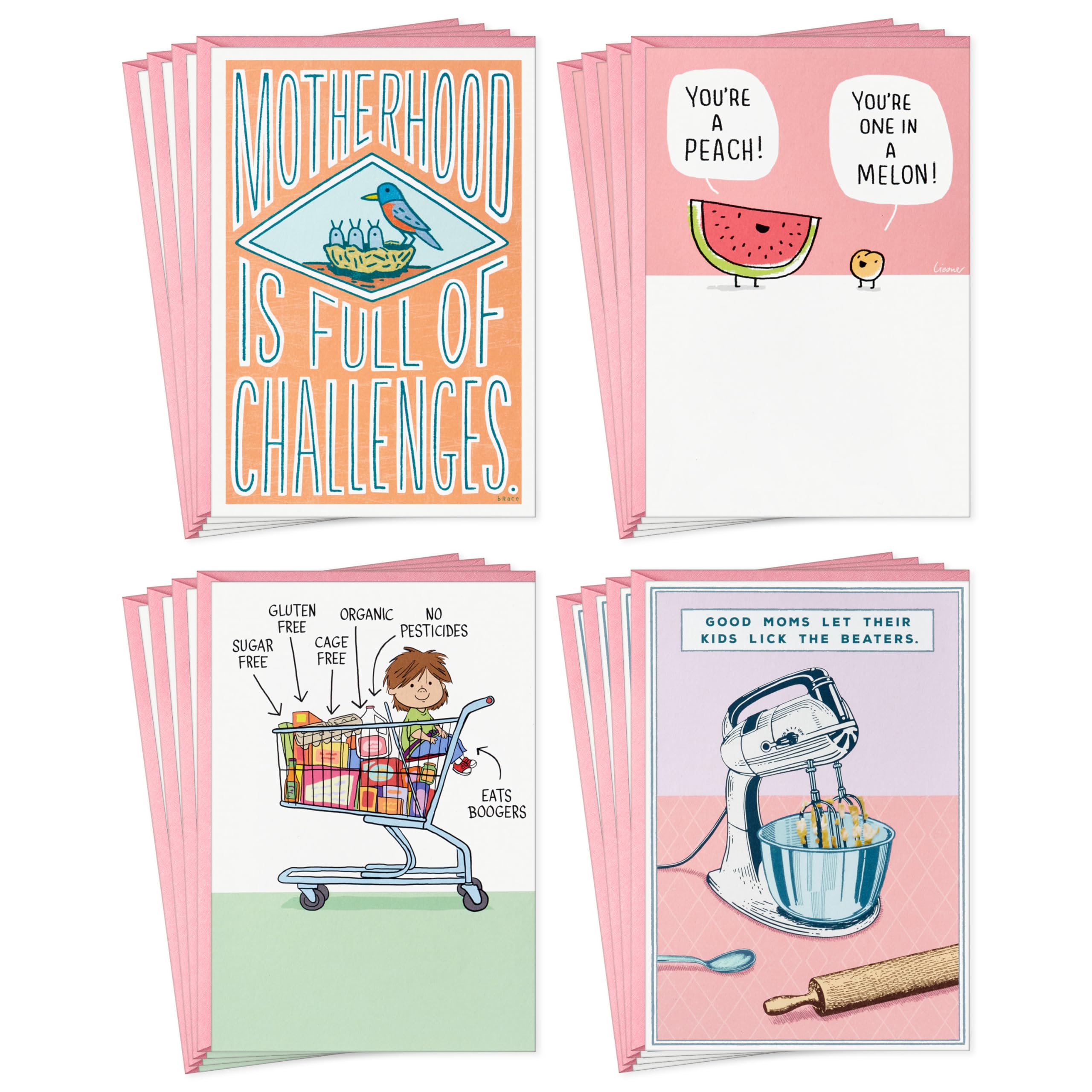 Hallmark Shoebox Funny Mother's Day Card Assortment (16 Cards with Envelopes) Cute Humor