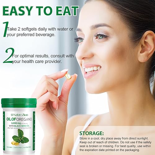 Miniatura 4 de Aceite de orégano Softgel - Aceite orgánico de orégano con semillas negras - 2 en 1, 120 unidades