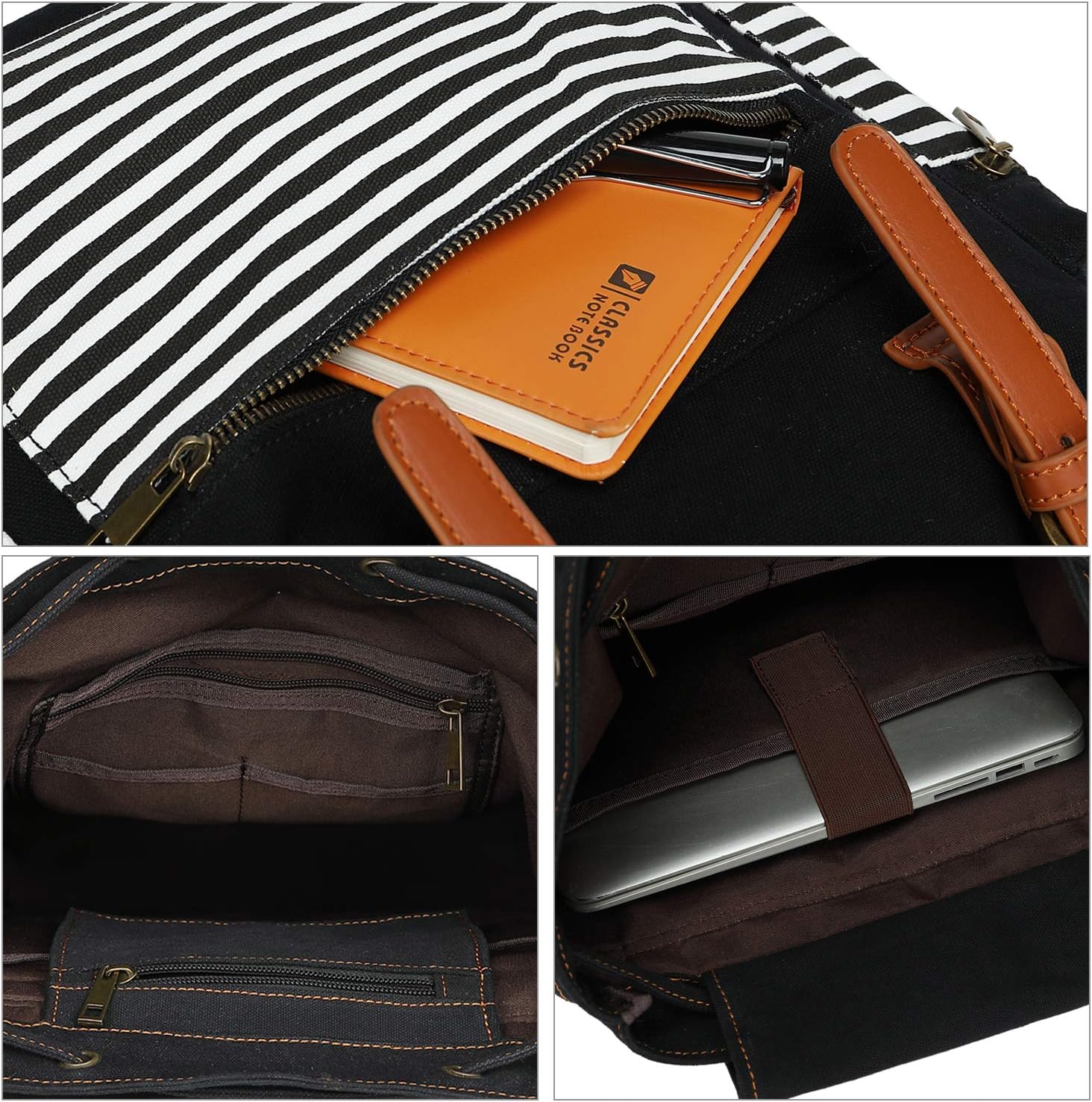 Free Shipping Over $50 Canvas School Backpack Women College Bookbag Girls Travel Rucksack 15.6Inch Laptop Bag (Black Stripe) Hottest Sale Canvas School Backpack Women College Bookbag Girls Travel Rucksack 15.6Inch Laptop Bag (Black Stripe)