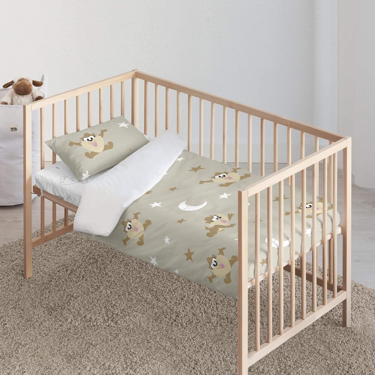 Belum – Duvet Cover with Buttons, 100% Cotton, Simply Taz Model for Cot, 100 x 120 cm, Lightweight and Comfortable Duvet Cover, Official Product