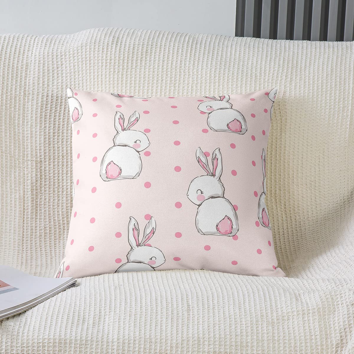 Loussiesd Set di 1 set di federe quadrate per gatti, reversibili, per decorazioni per bambini, motivo: animali kawaii, decorazione per la casa, motivo gattino, 40 x 40 cm