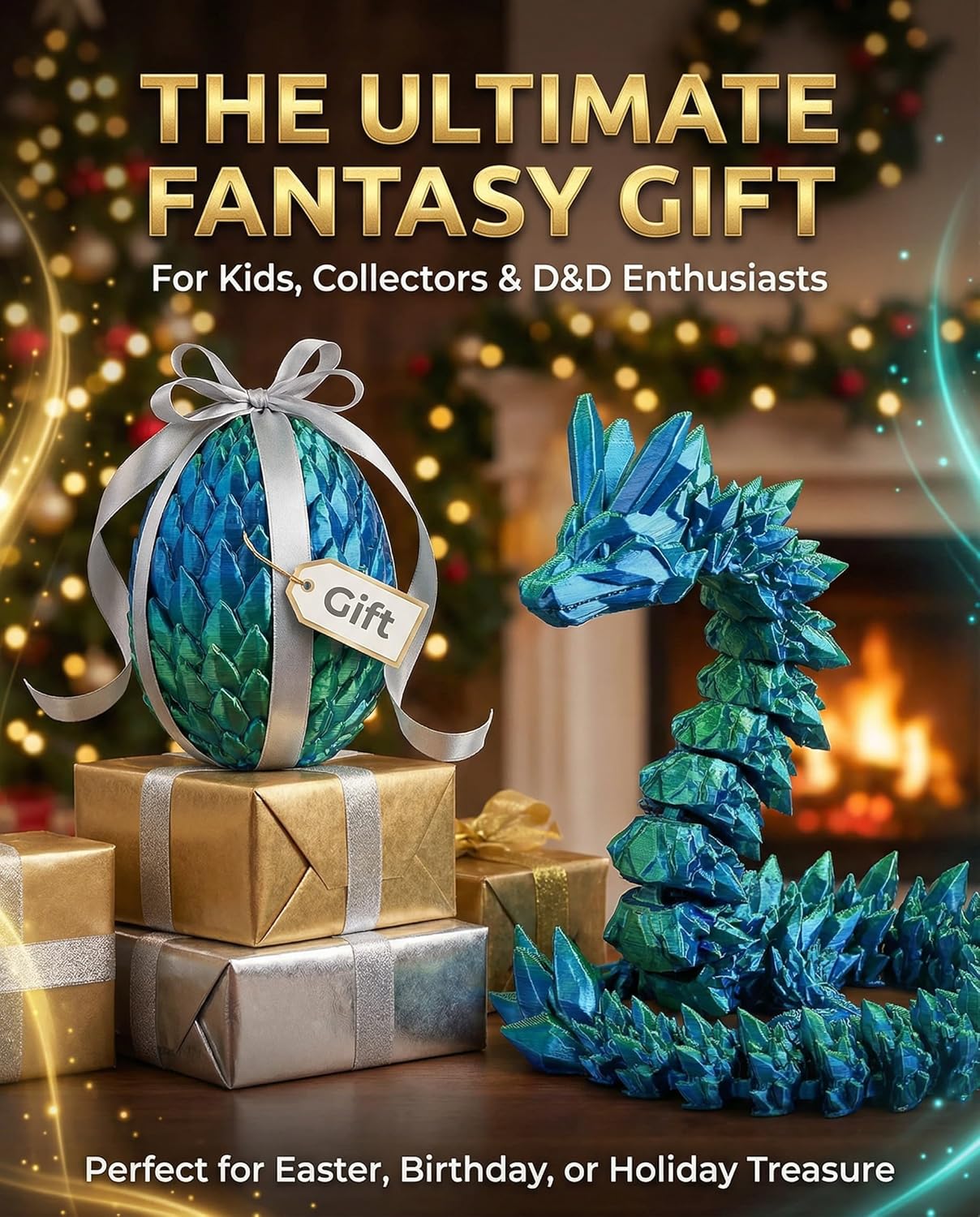 3D-Printed Toys: Dragon Egg with Poseable Blue-Green Dragon – Hatchable & Reusable for Fantasy Gifts, Kids 6-12, Collectors & Fidget Play (Bluegreen) - Image 6