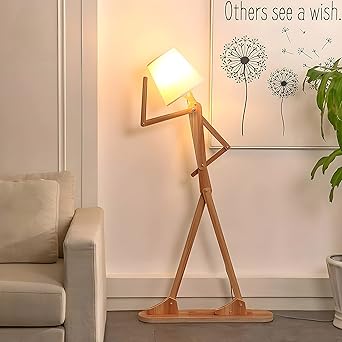 Nautical Collection Playful Figurine Wooden Floor lamp | Stick Figure Premium lamp for Bedroom | Home Decor (Brown Pack of 1)