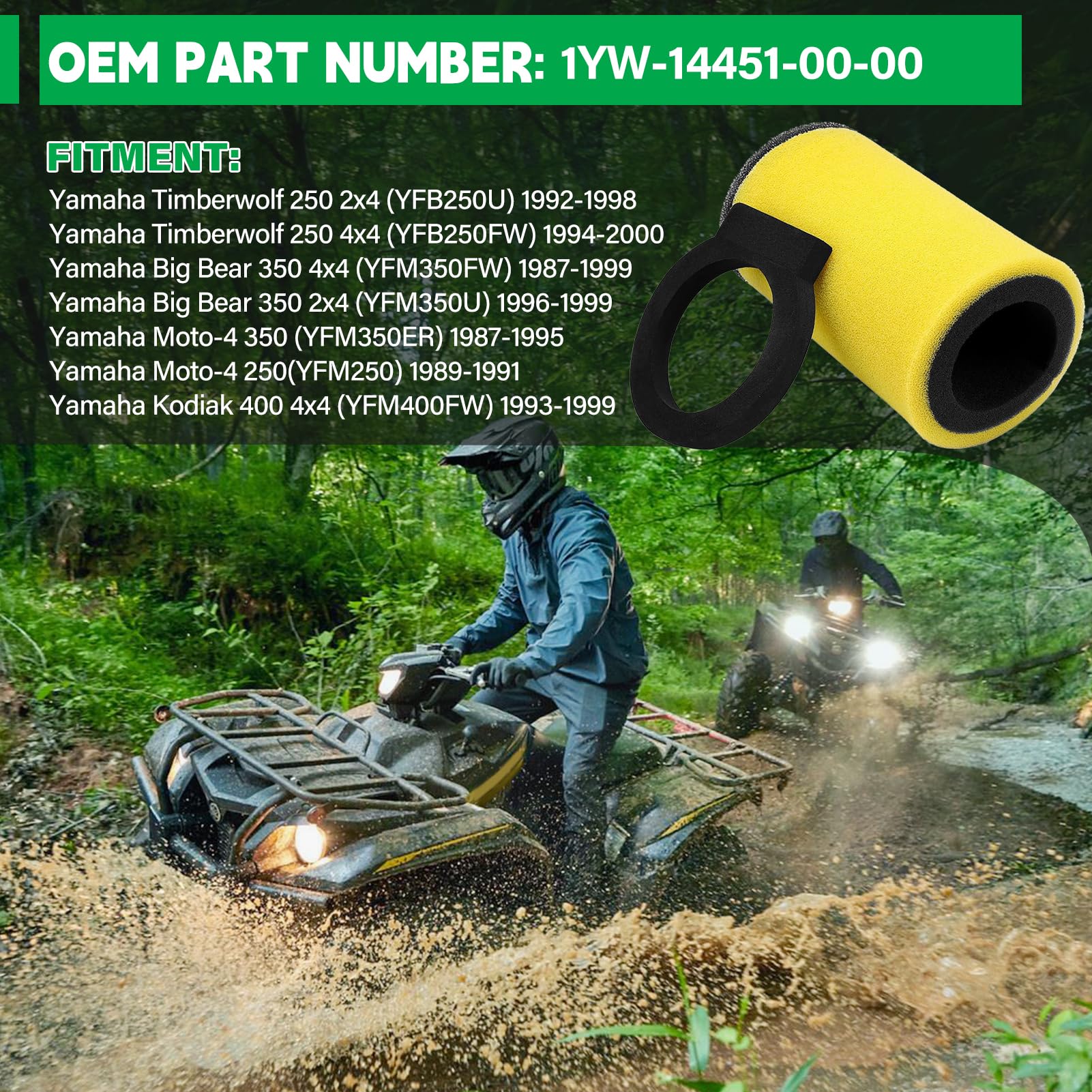 All Balls- Filtre à Air - Yamaha YFB 250 Timberwolf 1992-2000, YFM 350 - Foto 3