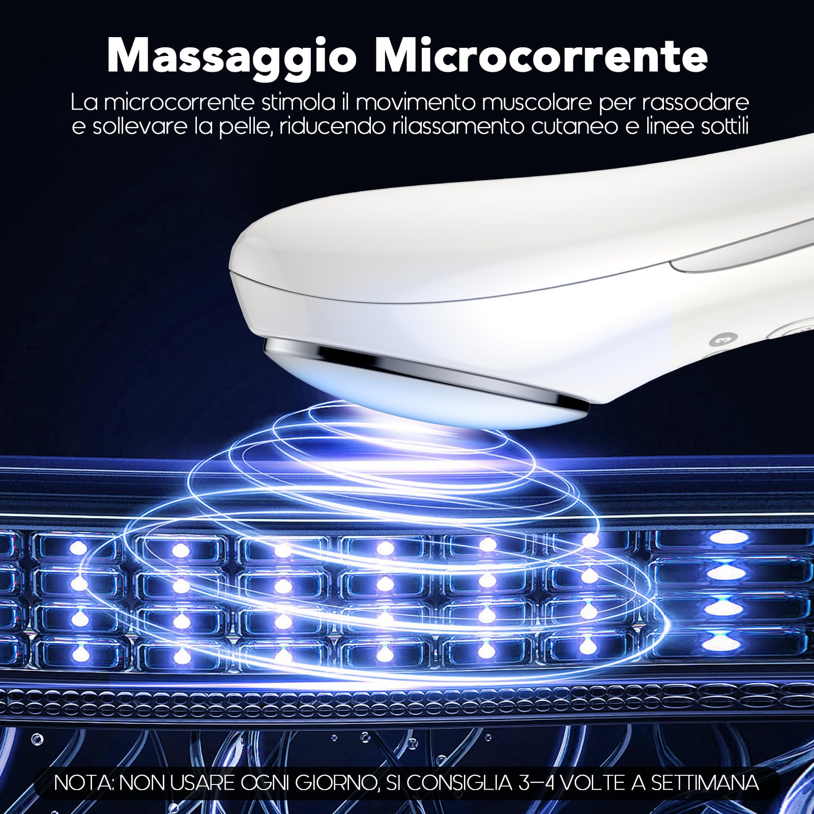 DOCOCO Massaggiatore Viso Antirughe Lifting Microcorrente 3 Modi, Elettrico per Pulizia Profonda Rassodare