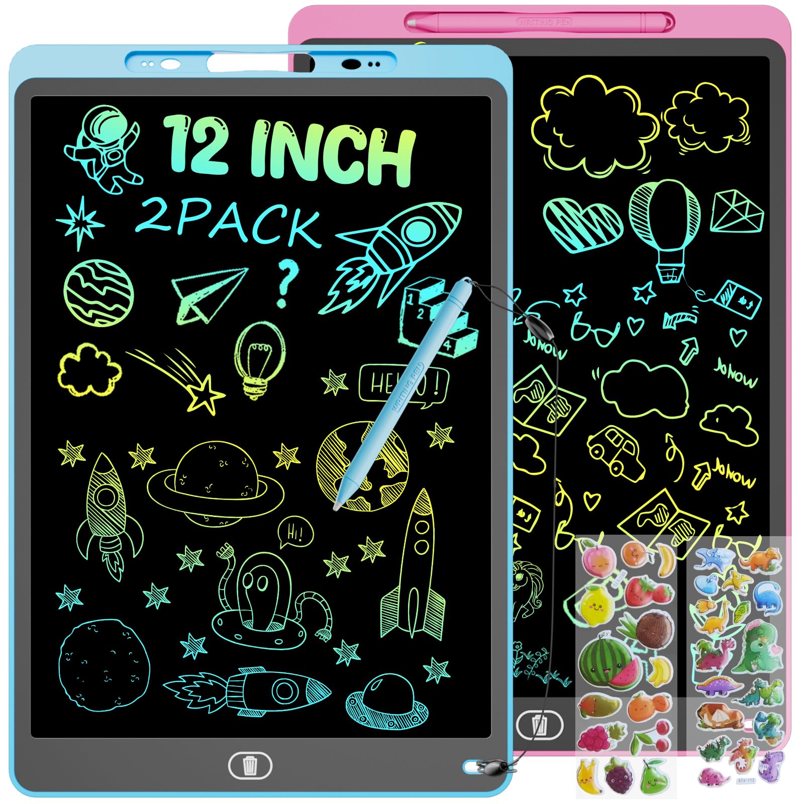 Photo 1 of 2 Pack 12 Inch LCD Writing Tablet, Colorful Drawing Tablet for Kids