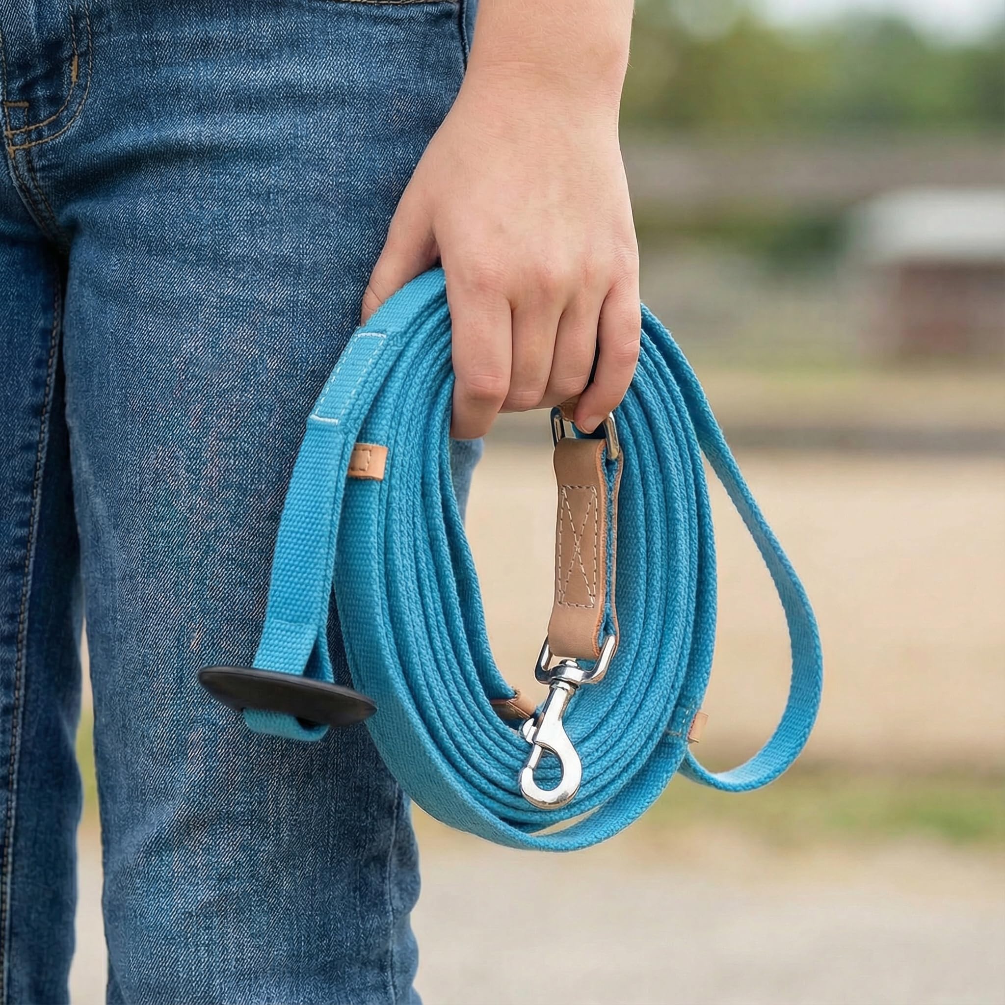 Southwest Equine - Almuerzo de algodón plano con cierre de perno y tope de goma, 89 cm, 35', Turquoise