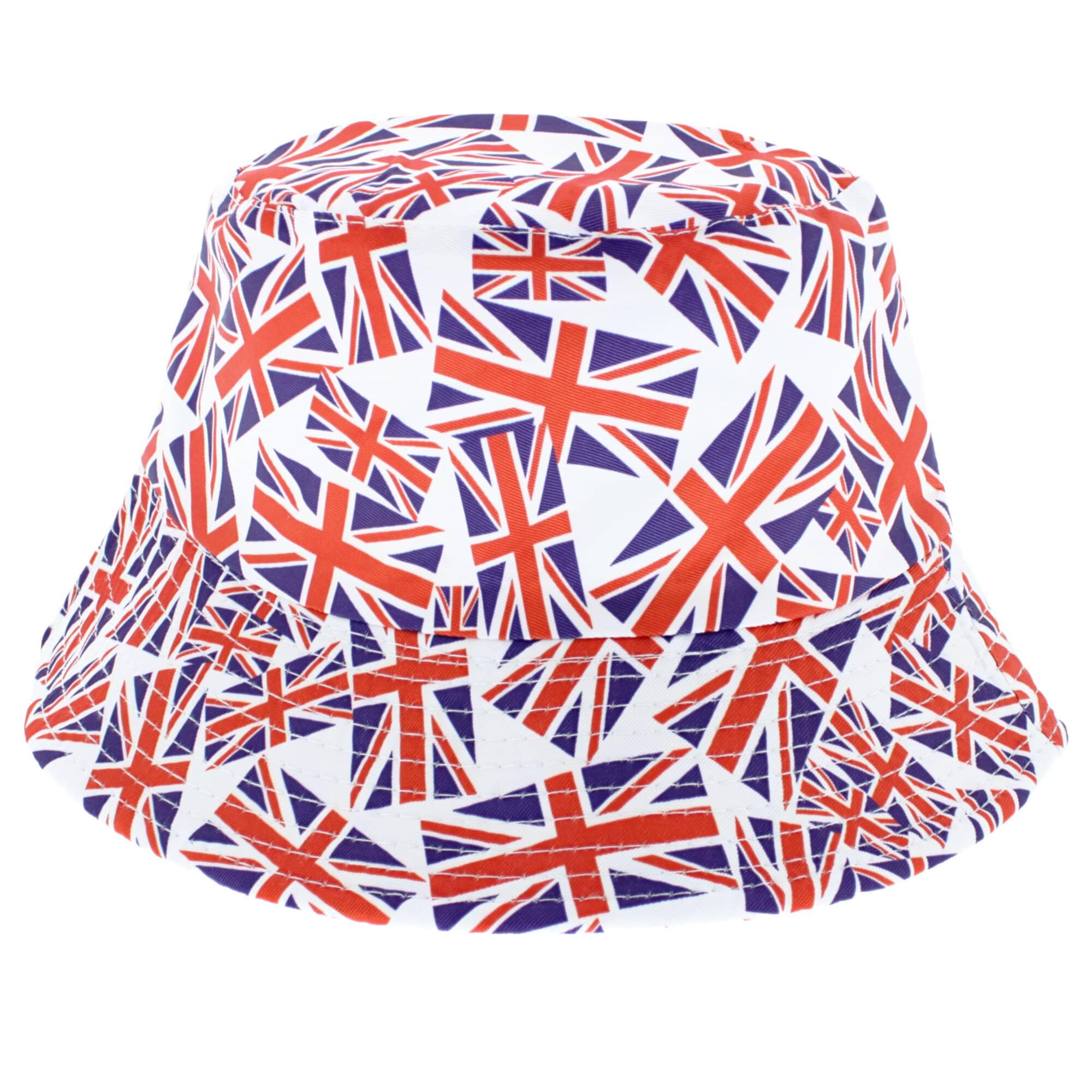 Zac's Alter Ego Union Jack British Flag Bucket Hat - Ideal for Olympics, National Parties, etc... White