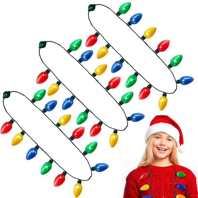 JOYIN 3 Pack Collar con Bombillas Luces LED Navideñas, Accesorios de Fiestas de Navidad, Ofertas de Fiesta