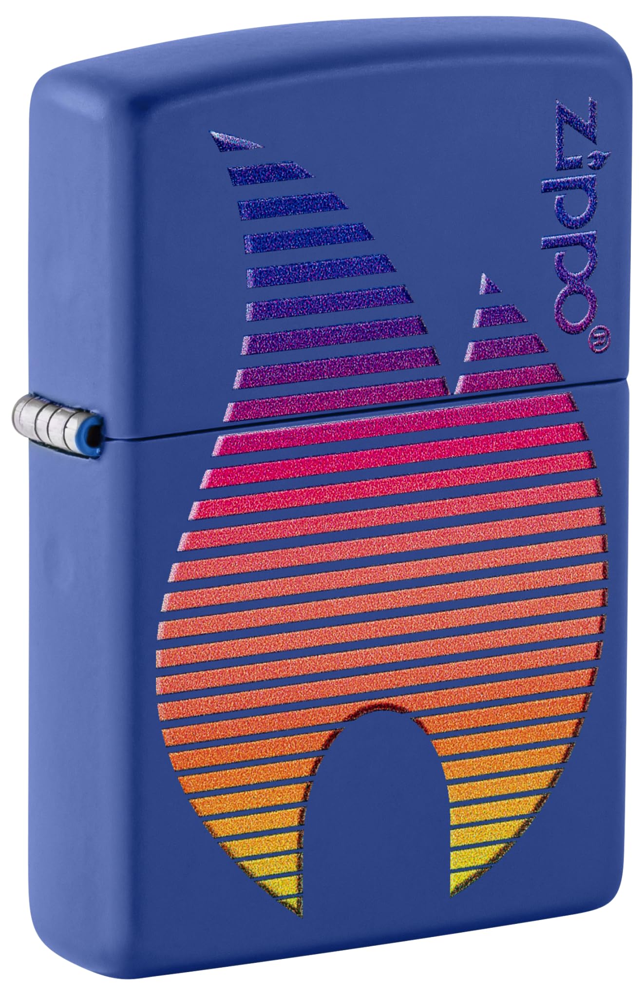 Zippo Rainbow Retro Logo Zapalniczka Sztormowa, Kolorowy Nadruk, do Napełniania, Wielokrotnego Użytku, Wiatroodporna Konstrukcja, Wykonano w USA, Niebieski Matowy (Royal Blue)