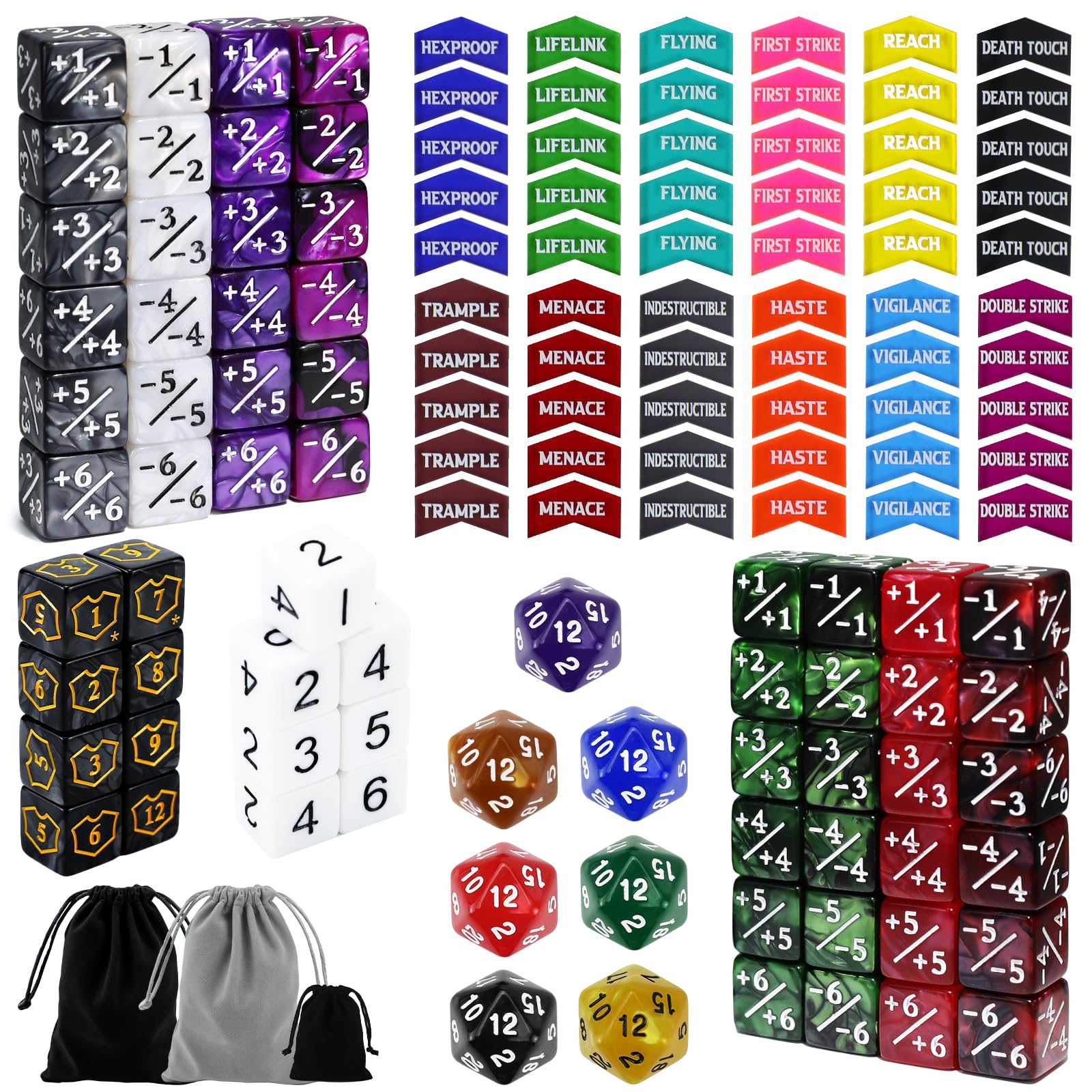 Amazon.com: SIXPOINTS 130 Pieces MTG Counter Dice Plus 1 Life Counters  Tokens 6 Sided D20 Dice & MTG Counters/Keyword Counters Set Compatible with Magic  The Gathering, TCG, Card Games Accessories : Toys