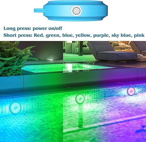 Miniatura 4 de Luces LED para piscina sobre el suelo con control remoto, luces sumergibles subacuáticas regulables RGB de 10 W con imanes, IP68 impermeable que