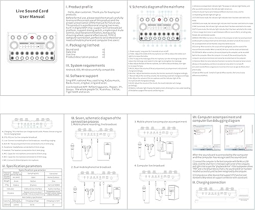 Miniatura 9 de SkillDance Paquete de equipo de podcast para 2 con placa de sonido y 2 micrófonos, configuración Plug-and-Play para iPhone, portátil y PC,