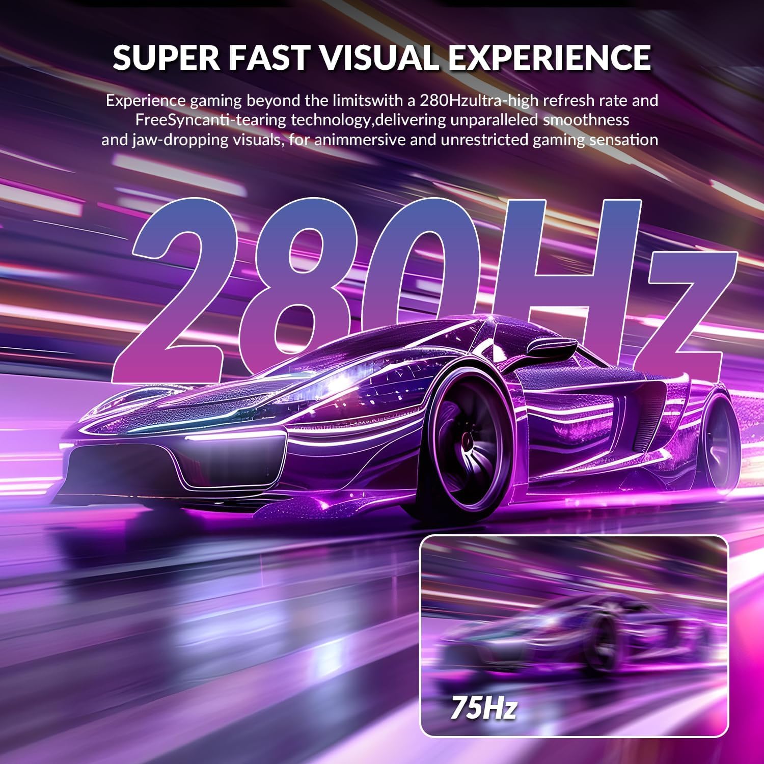 Generisch CRUA Moniteur de jeu, 27 pouces, FHD, incurvé, 280 Hz, 1 ms, écran Eye-Care avec HDMI, DP, sans cadre, FreeSync, montage mural pour bureau et maison