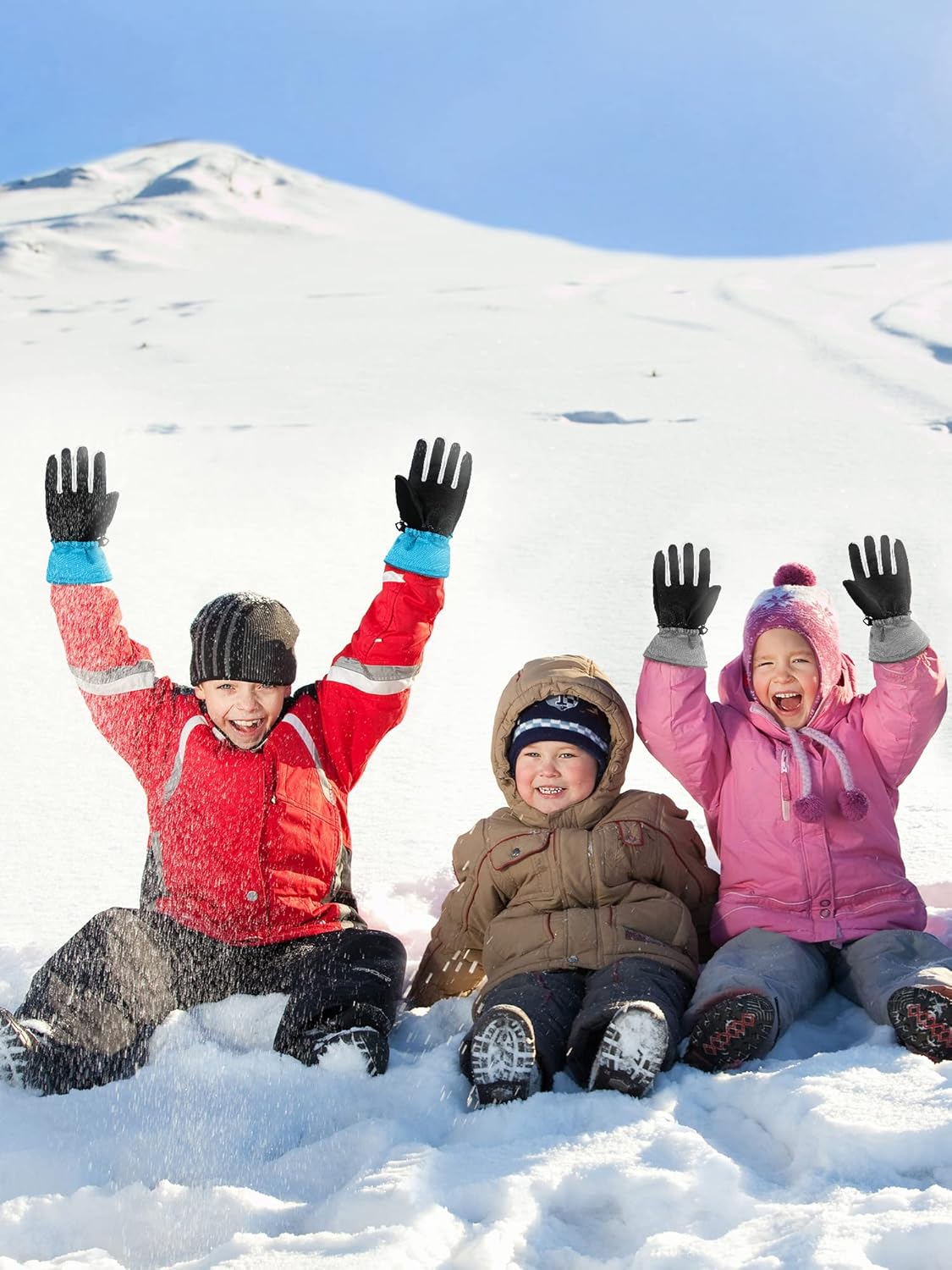 Janmercy 2 Pairs Kids Winter Gloves Waterproof Ski Gloves Snow Thermal Thick Warm Mittens for Cold Weather Children Boys Girls - Image 4