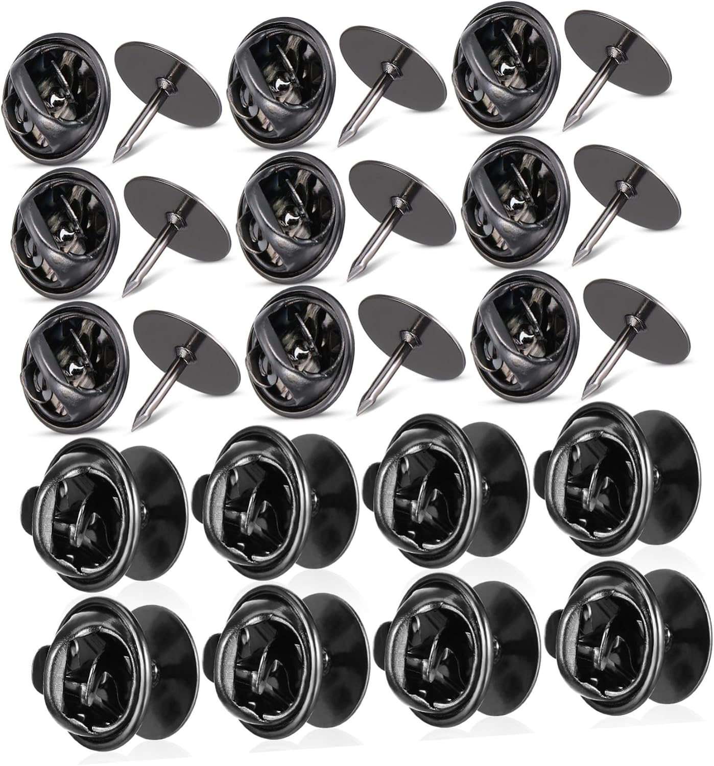 50 Sets Pin Backs for Enamel Pins Accessories with Flat Round Needle DIY Jewelry Making Craft Supplies for Brooch Badge Lapel Tie Tack Replacement