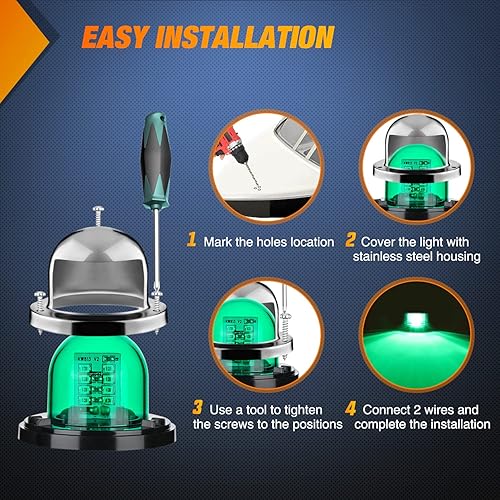 Miniatura 7 de Nilight Luz de navegación para barco marino, 2 unidades, 8 LED, rojo, verde, puerto LED, señales de estribor, luces de arco de 12 V, impermeables,