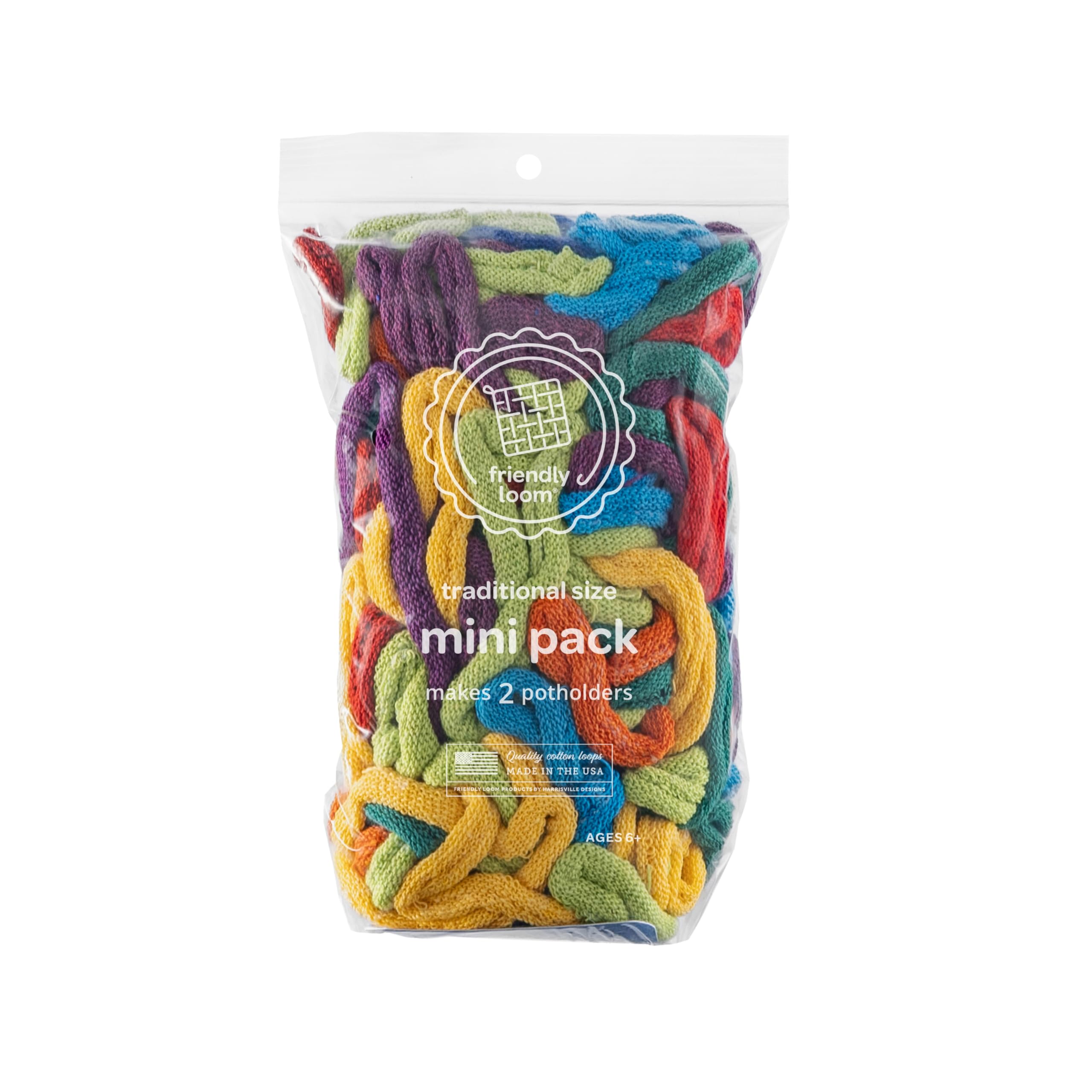 Friendly Loom | 7” Traditional-Sized Multicolor Potholder Weaving Loops | Craft 2 Cotton Potholders