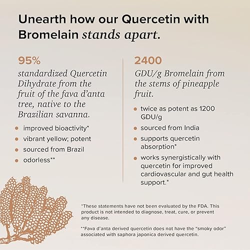 Miniatura 2 de Rootcha Quercetina con bromelina - Serie potente antioxidante - Salud inmunológica, apoyo oxidativo del estrés, salud intestinal y comodidad