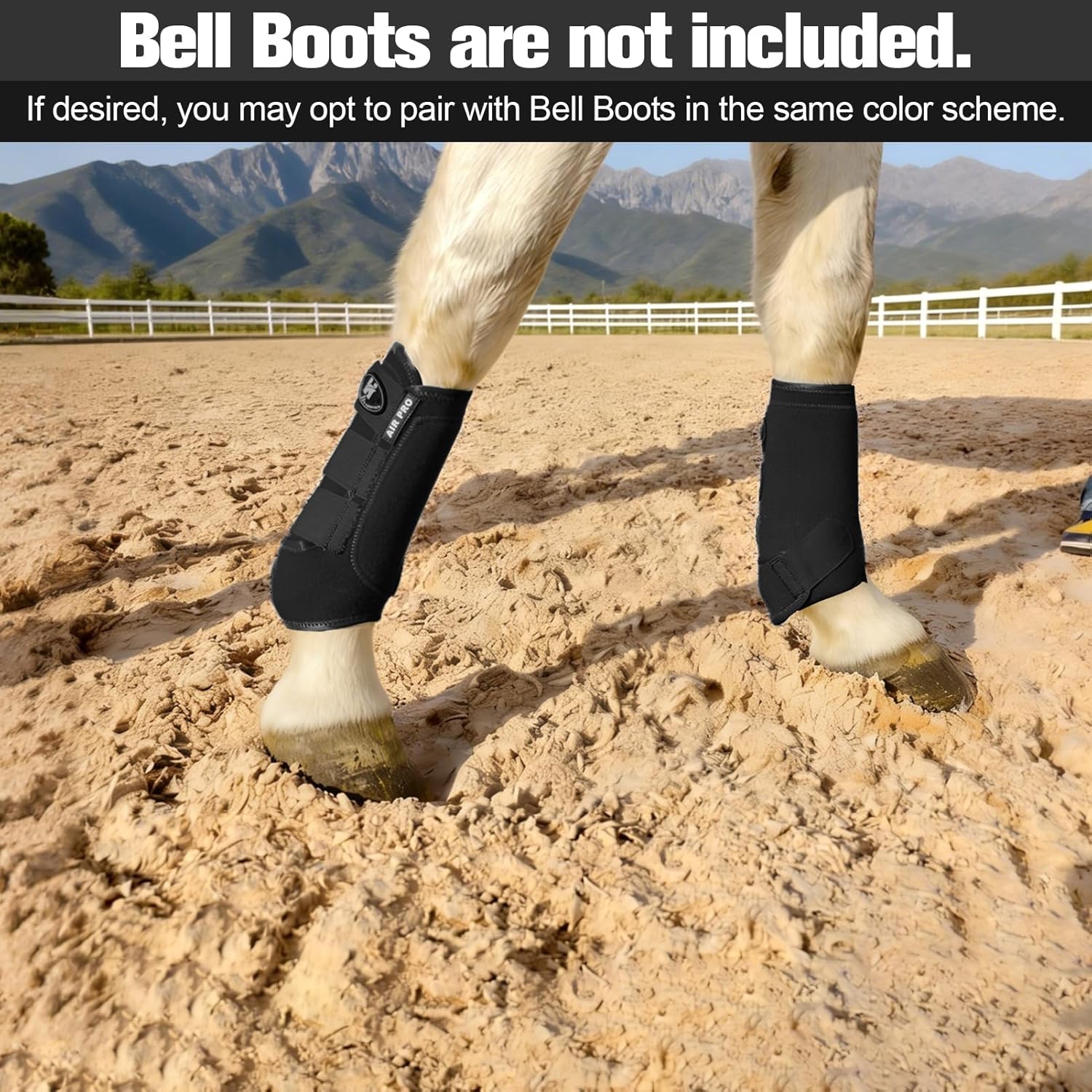 1 Pair Horse Boots, Splint Boots for Horses Outdoor Sports, Professional Horse Boots Comfortably Fits The Horse's Leg, Shockproof, Heat Dissipation Horse Splint Boots (Black, Large)