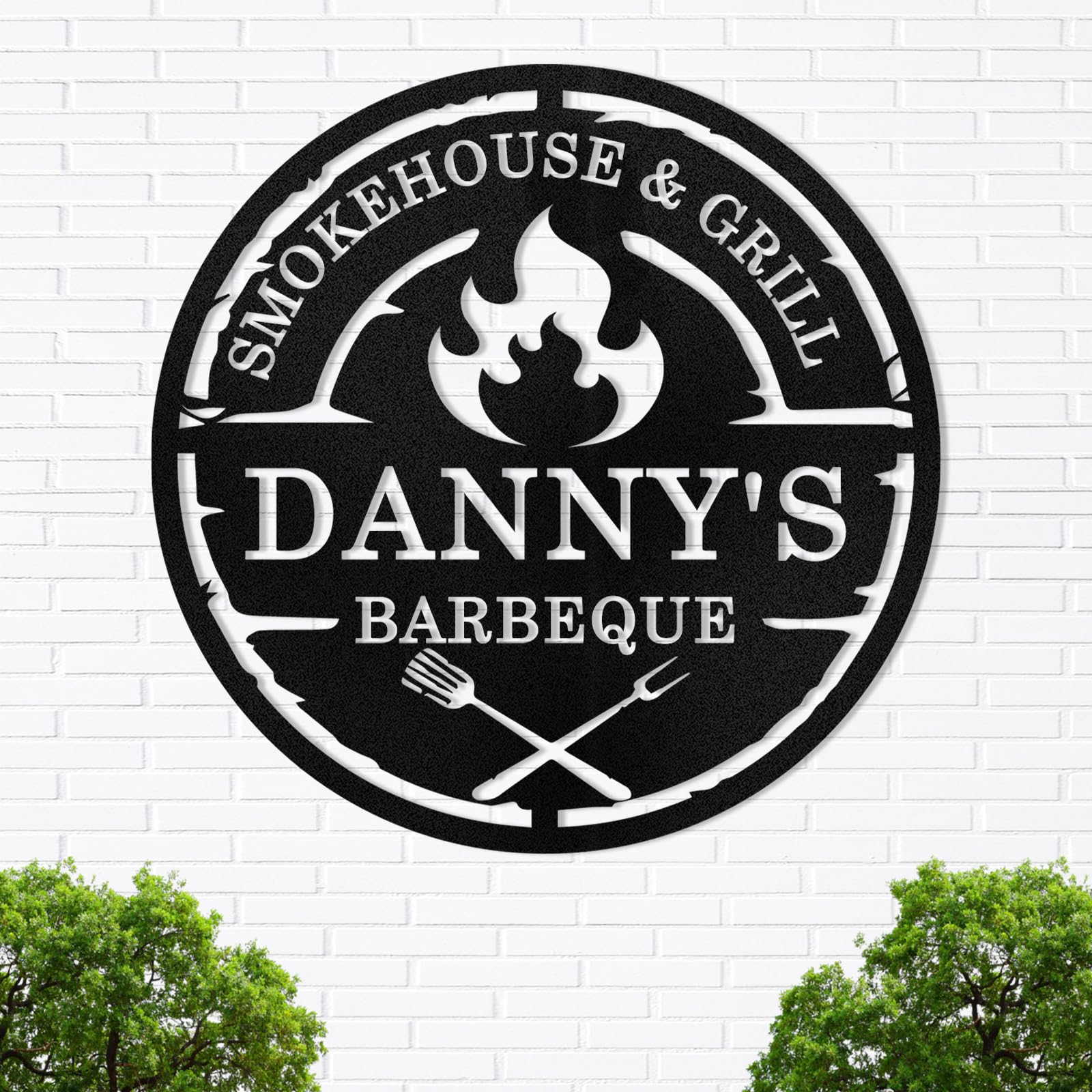 Custom Bar & Grill Metal Sign, Metal Signs Customized, Vintage Funny BBQ Decor for Outdoor, Backyard Decor, Outdoor Wall Art, BBQ Smoker Decoration,