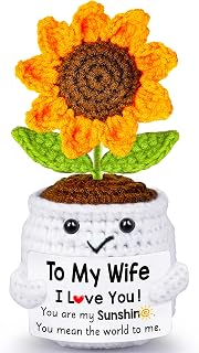 Gifts for Wife Her from Husband, To My Wife Handmade Crochet Mini Sunflower Doll, Valentines Anniversary Wedding Birthday Romantic Gifts for Women Her, Mothers Day I Love You Cute Sweet Gift for Wifey