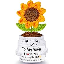 Qunland Mothers Day Easter Gifts for Wife Her from Husband, to My Wife Handmade Crochet Sunflower Doll, Anniversary Wedding Birthday Gifts for Women Her, Mother's Day I Love You Romantic for Wifey
