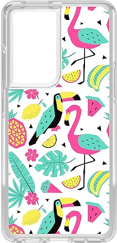 DistinctInk Clear Shockproof Hybrid Case for Samsung Galaxy S21 Ultra (6.8" Screen) - TPU Bumper, Acrylic Back, Tempered Glass Screen Protector -