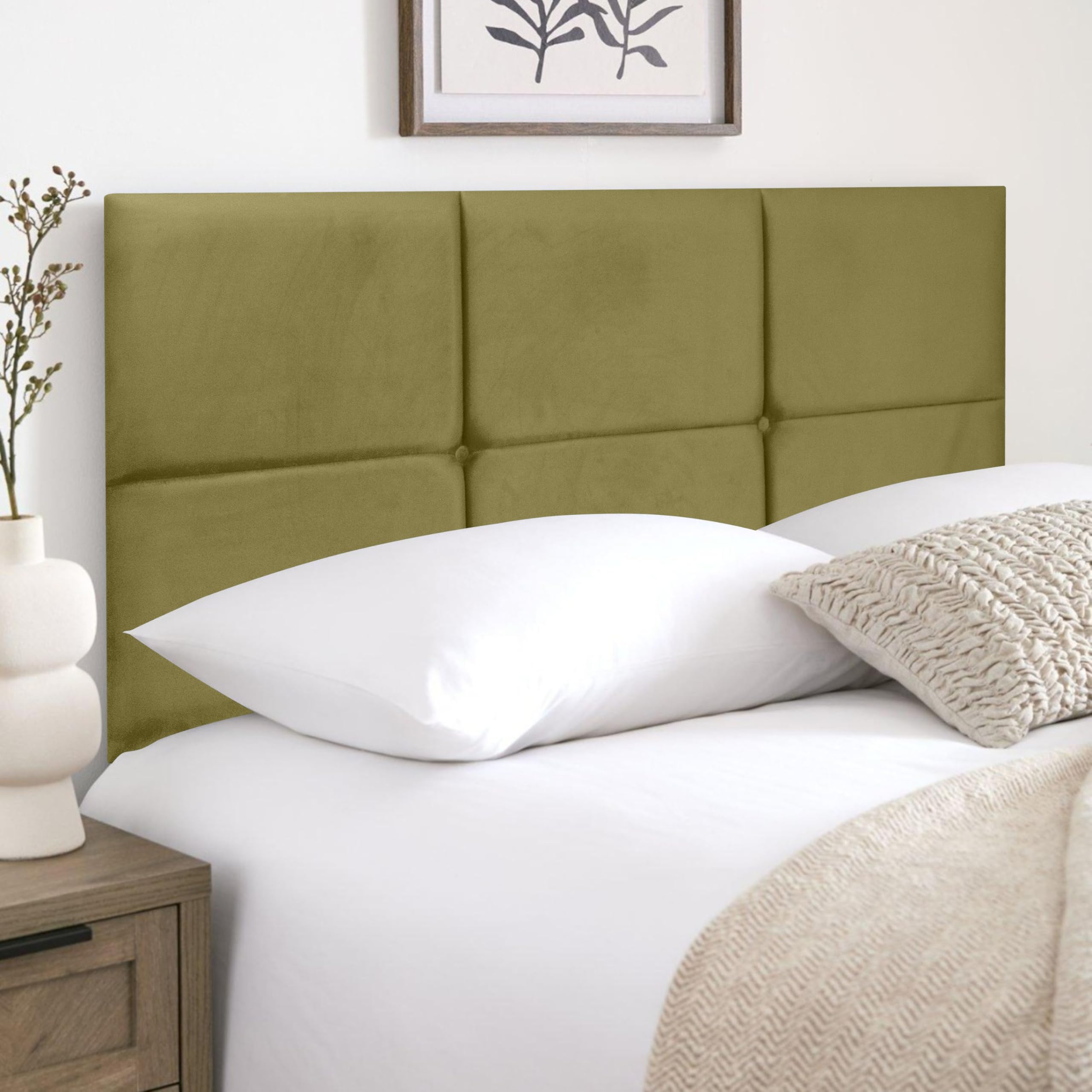 HB-1 Headboards for Beds – Olive 24'' Divan Bed Headboard – Headboards for Divan Beds, Bedroom & Hotel Furniture, Elegant Soft Plush Fabric Head Board