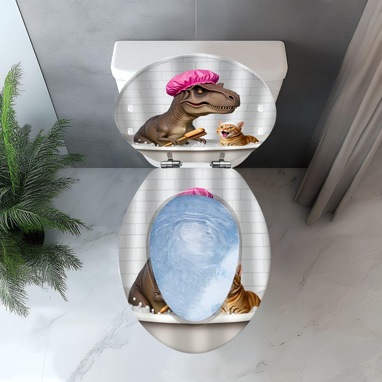 Sedile WC allungato generico con coperchio, cerniere a chiusura