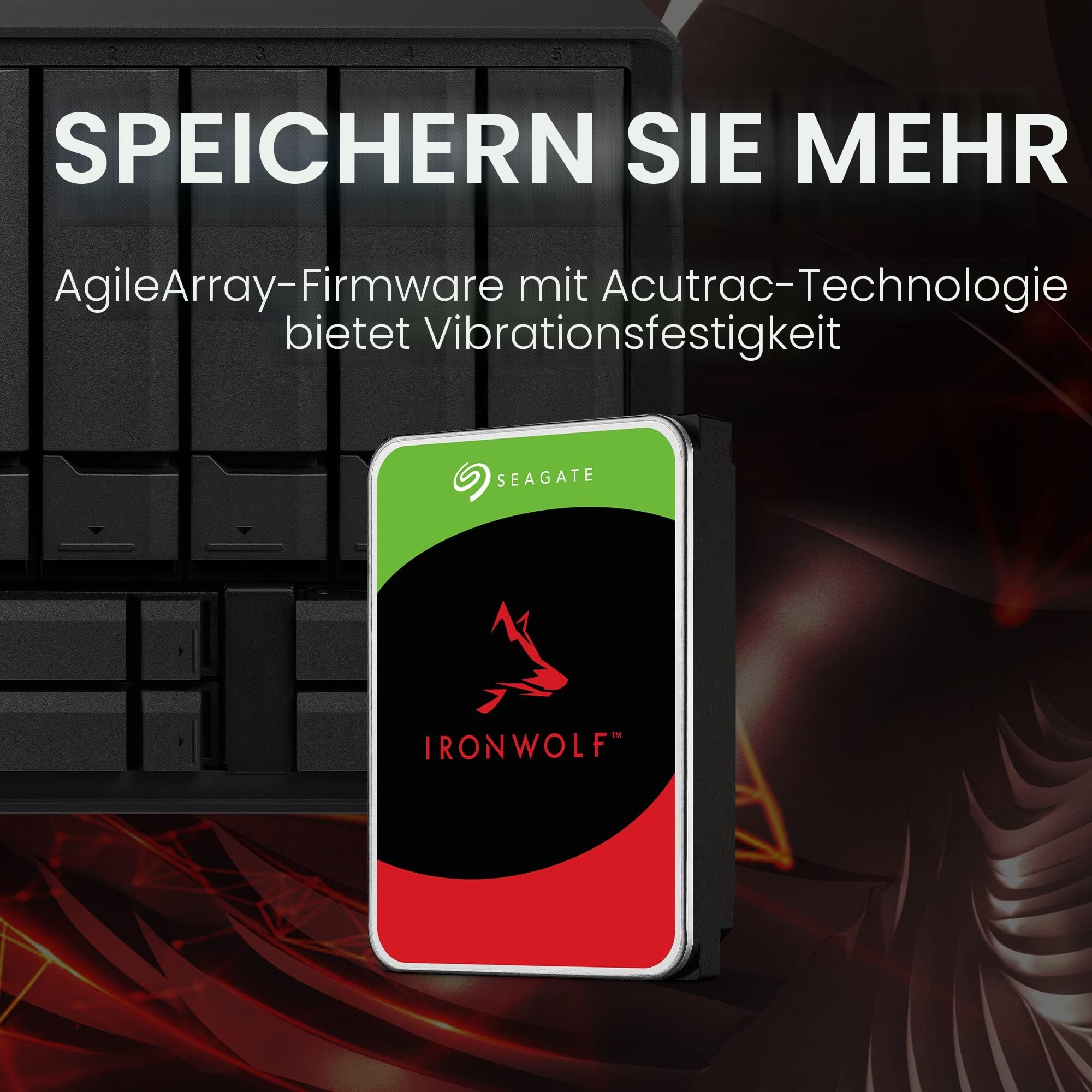 Seagate IronWolf 6 TB HDD, NAS interne Festplatte (8, 9 cm (3, 5 Zoll), 7200 U/Min, 256 MB Cache, SATA 6 Gb/s, silber) Modellnr.: ST6000VN001