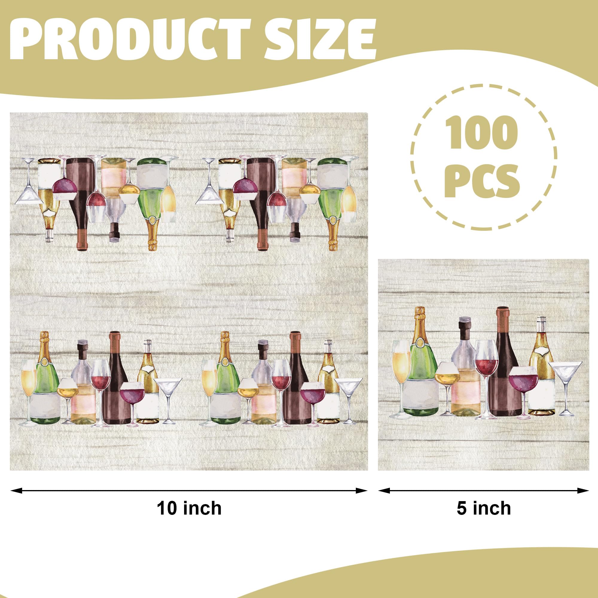 Uwiyo 100 Pièces Serviettes En Papier De Fête, 3 Plis 25 X 25 Cm