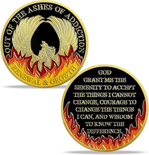 Moneda Medallón AA Phoenix - Fuera de las cenizas de la adicción - Fichas de recuperación de sobriedad