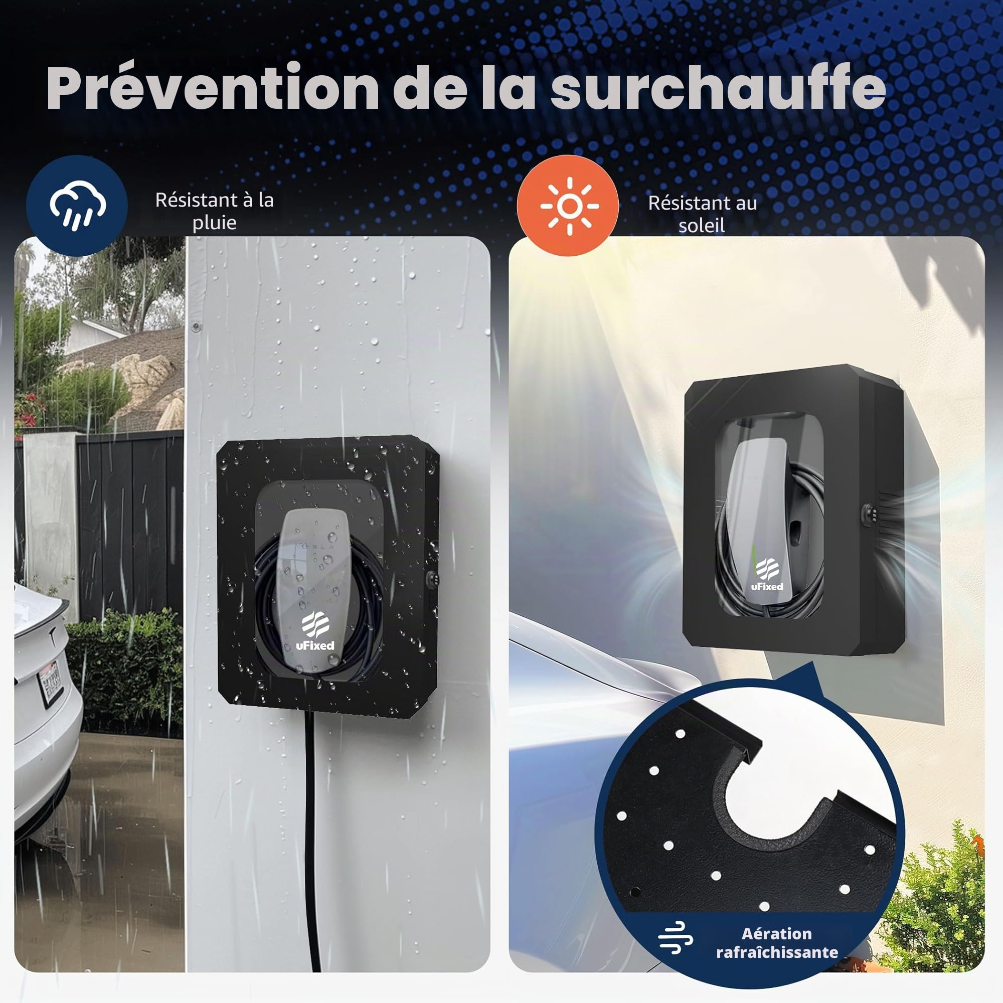 Boîtier Super Charge Tesla Armoire Wallbox Borne de Recharge Tesla Protection Contre les Intempéries, Anticorrosion, Visible, Durable, Noir