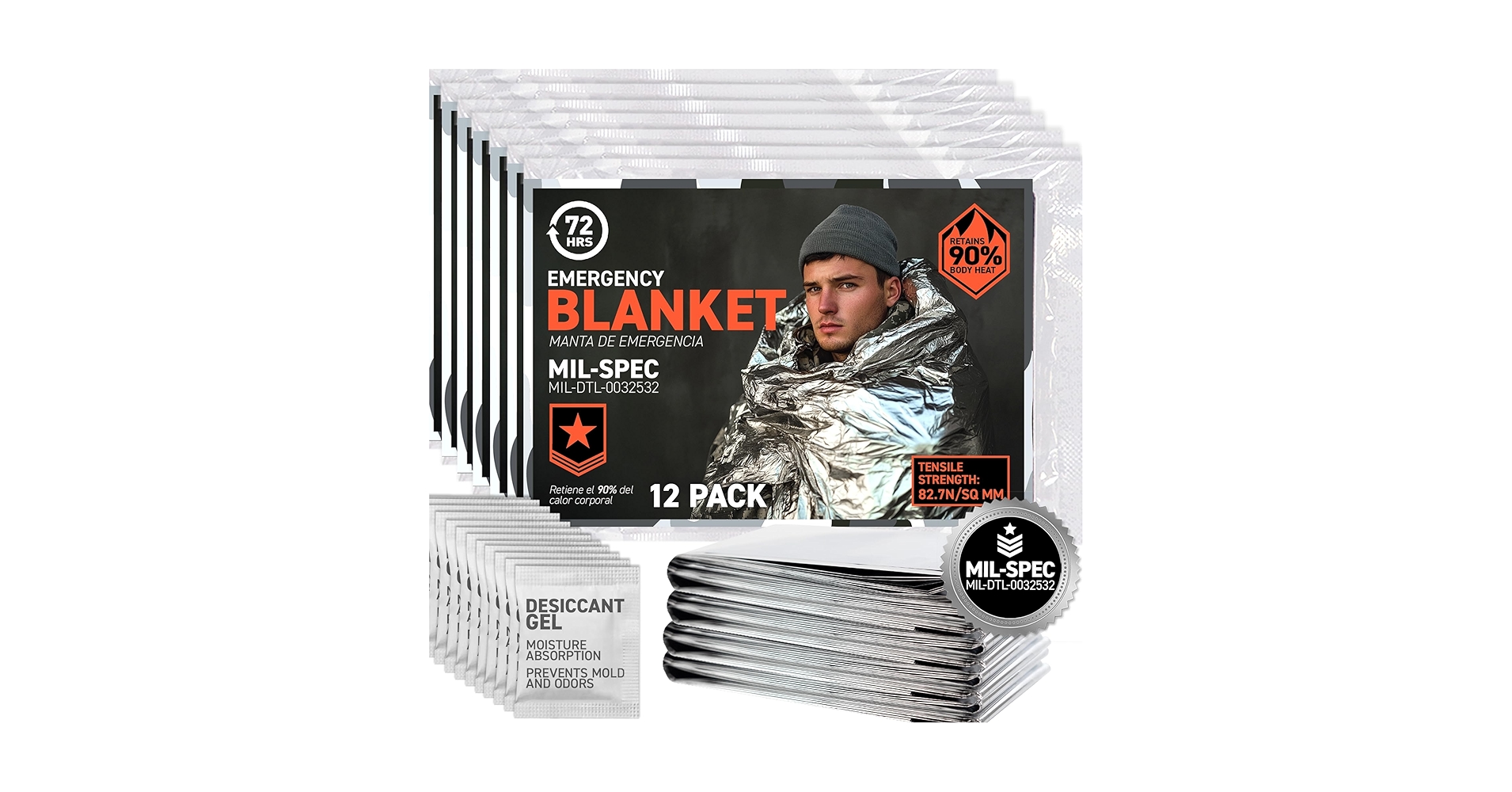 72 HRS MIL-SPEC Emergency Space Blankets Mylar ... - Amazon.com