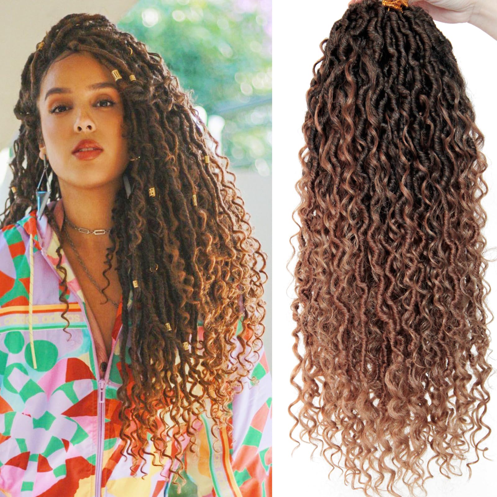 Goddess Locs - Confezione da 8 ciocche di capelli all'uncinetto, 45,7 cm, confezione da 8, 45,7 cm
