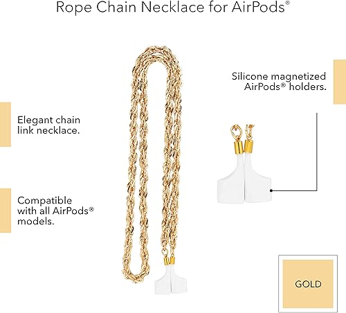 Miniatura 3 de Steve Madden Collar de cadena para Apple AirPods Oro,Arco iris iridiscente,https://www.amazon.com/dp/undefined