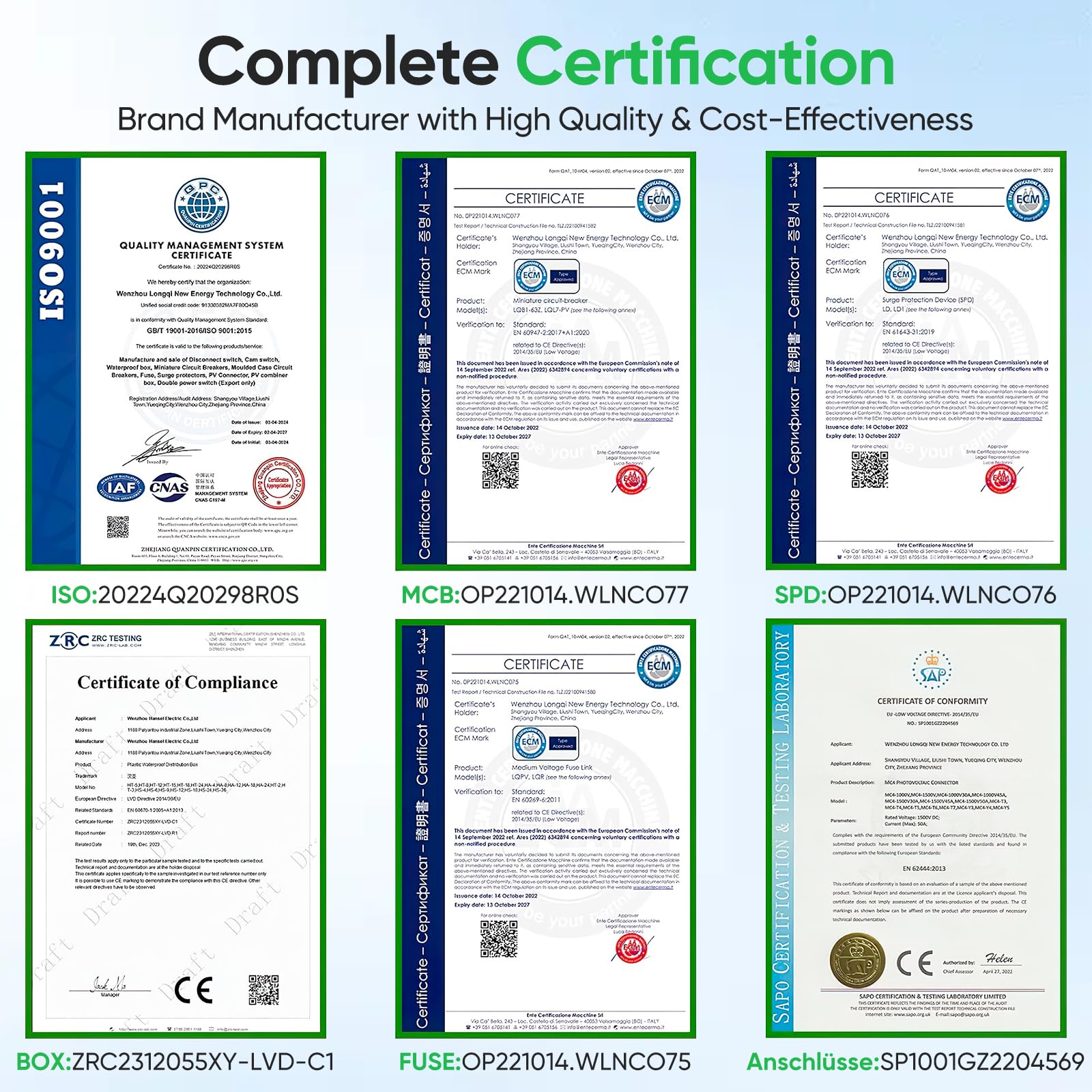 Quadro di Distribuzione, Protezione Sovratensioni DC 2-in-2 Out Sezionatore Fotovoltaico Cassetta Giunzione Solare per Impianti Fotovoltaici (2 Stringhe) 1000V DC 40A 20-40kA Quadro Connessione IP65