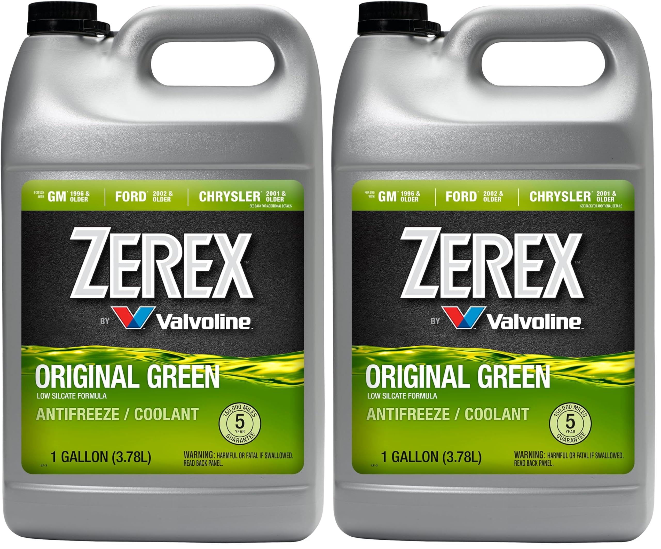 ZerexOriginal Green Low Silicate Concentrate Antifreeze/Coolant 1 GA, 128 Fl Oz (Pack of 2)