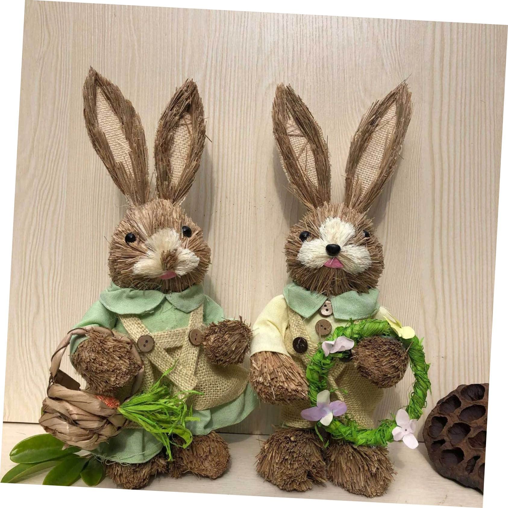 STOBAZA 4piezas Estatua De Conejo De Pascua Tejida Mano Decoración De Conejo De para Jardín y Hogar Adornos De Varios Estilos