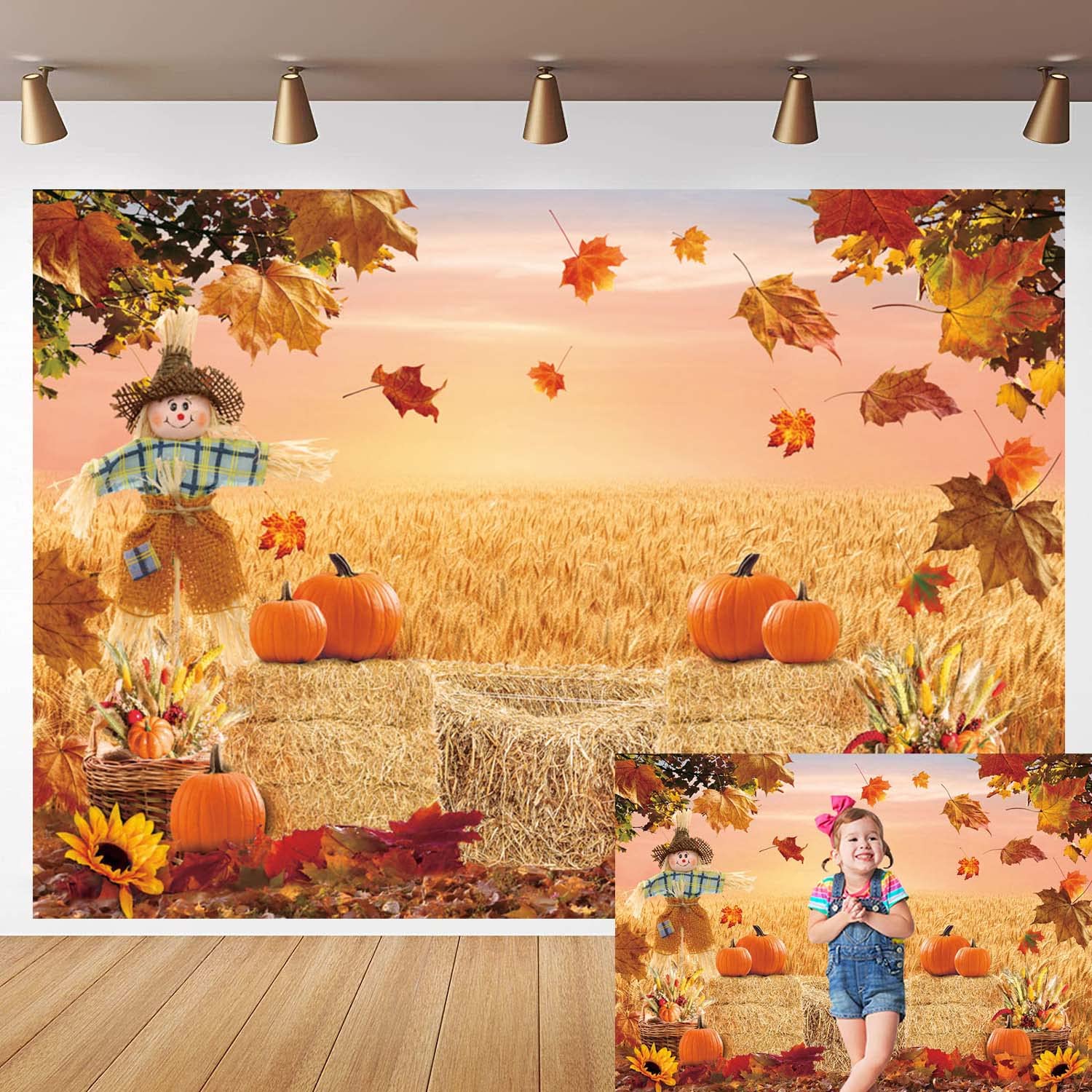 Herbst-Fotohintergrund „Herbstwald“ 304,8 X 243,8 Cm – Mit Ahornblättern Für Erntedank, Partys & Fotoshootings