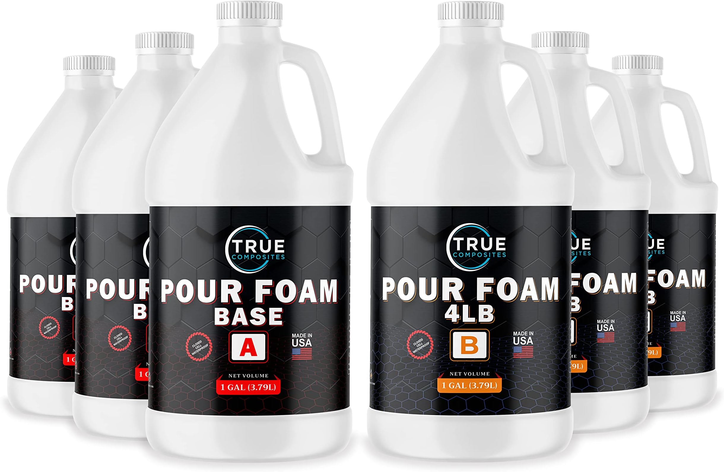 Liquid Urethane Pour Foam Base-2 Part Closed Cell Rigid Pour Foam-4 lb Density-Fast-Acting Formula-Boat Buoyancy, Flotation, Filling, Soundproofing & Insulation-6 Gallon Kit