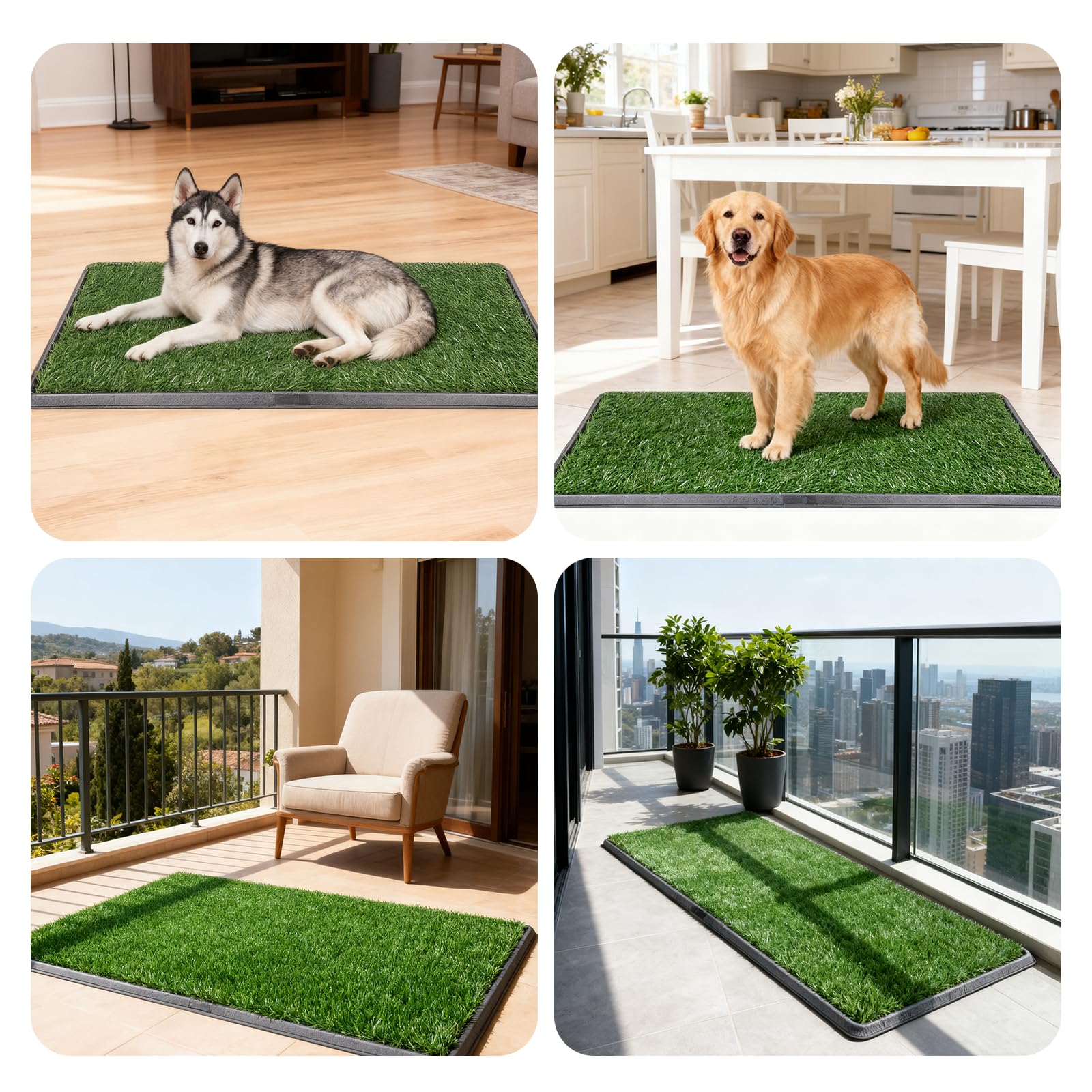 Inodoro para Perros con Bandeja, Sistema de Entrenamiento de césped Artificial, Alfombrilla Reutilizable para Perros, Inodoro portátil para Perros para Interiores y Exteriores, para Limpieza en casa