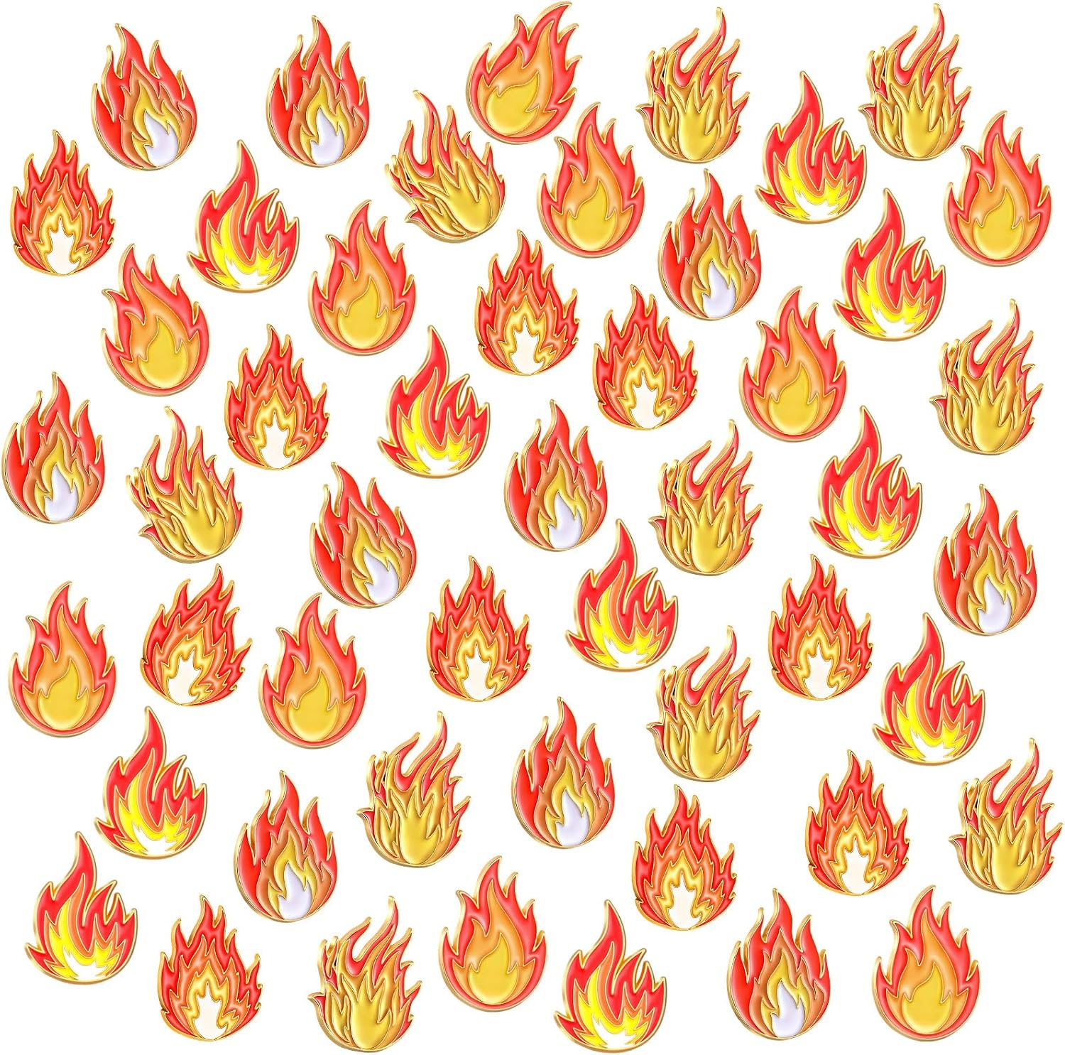 Tondiamo 50 Pcs/ 100 Pcs Fire Flame Enamel Lapel Pins Bulk Fire Hard Enamel Pins Brooch Gift Flame Charms Bulk for Hats Clothes Backpack Bags Accessories Adults Women Men Gift