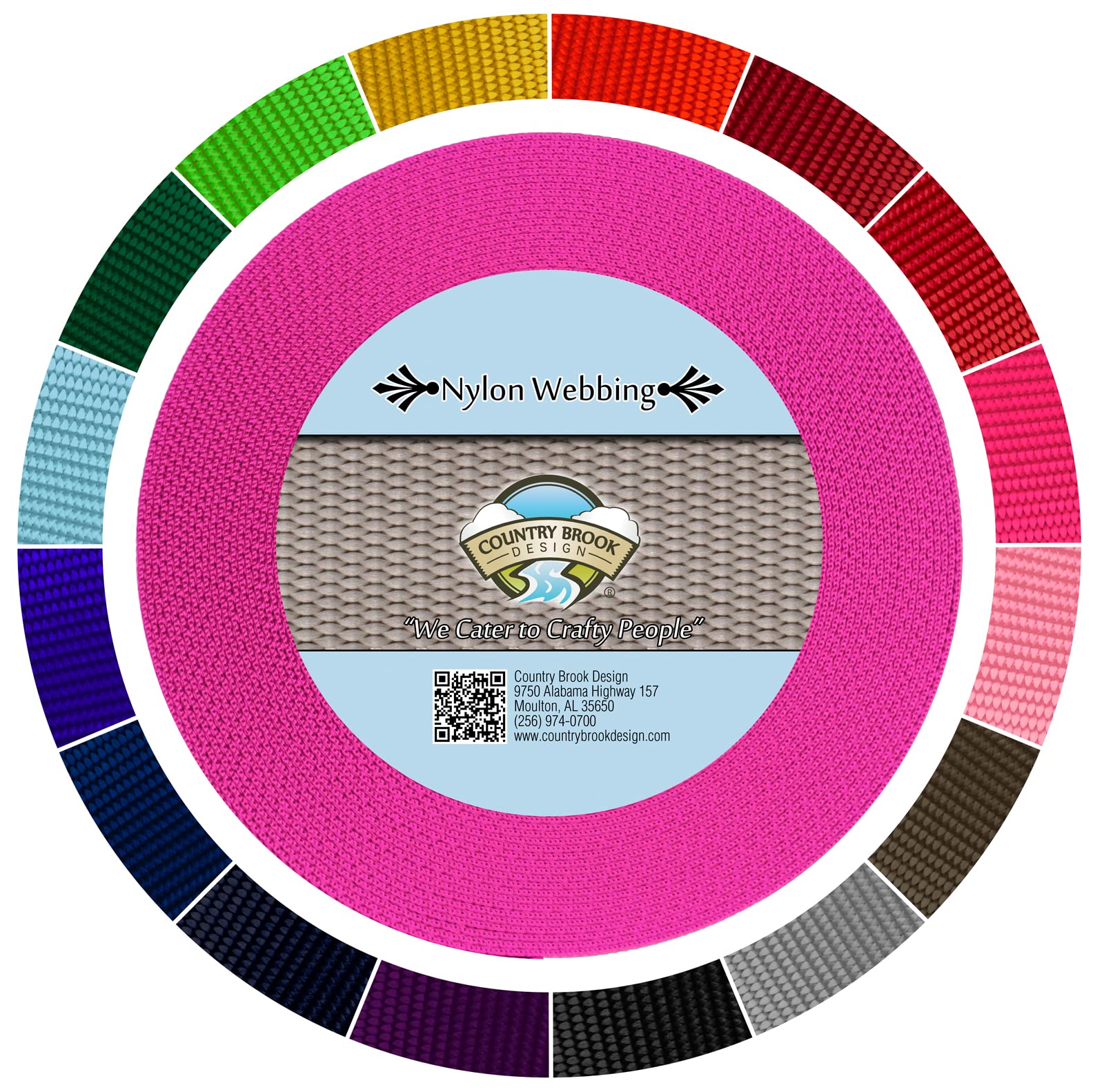 Country Brook Design - 1 1/2 Inch Heavy Duty 100% Real Nylon Webbing - 20+ Vibrant Colors