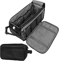Vista 10 de PAVILIA Neceser para hombres, artículos esenciales de viaje, kit de afeitado, bolsa de viaje, organizador de artículos de tocador, bolsa de Marrón