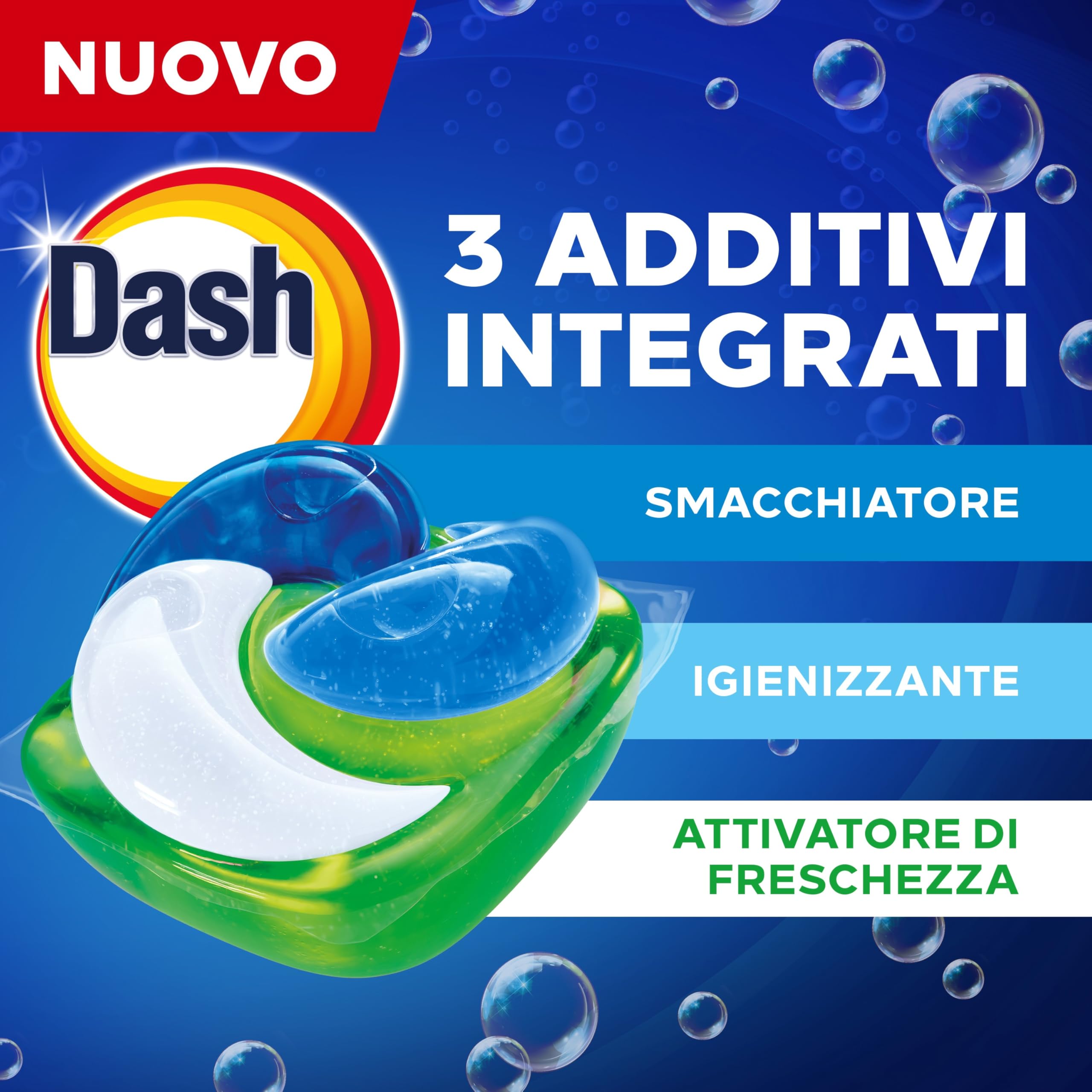 Dash Pods Detersivo Lavatrice In Capsule, 150 Lavaggi (3x50), Classico, Rimuove Le Macchie, Igienizza, Brillantezza Per I Capi