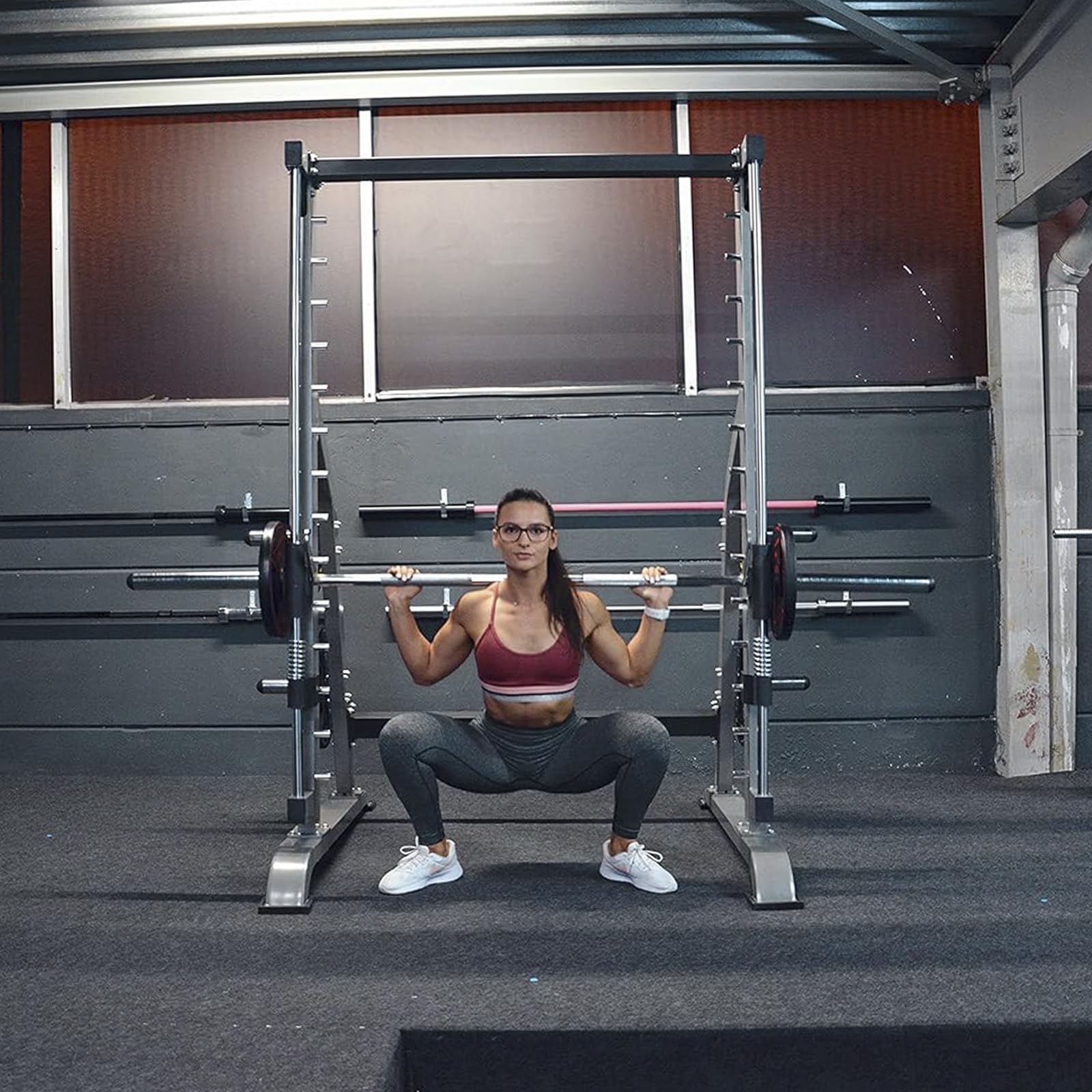 Hansson Sports® Massive 110 Kg schwere Smith Machine Multipresse Rack mit Gegengewichten und Olympia Langhantelstange, Massive Kraftstation geprüfte und zertifizierte Profi Qualität